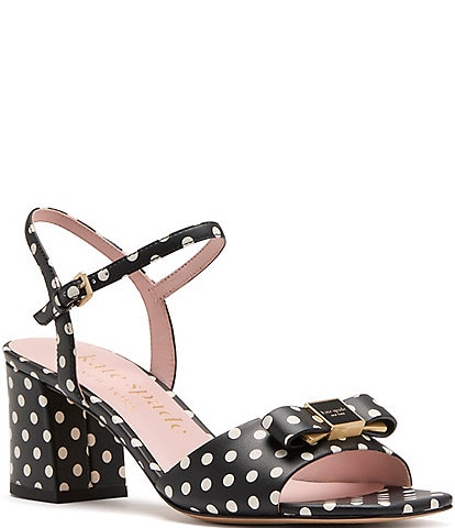kate spade new york Bowdie Mid Polka Dot Leather Bow Detail Dress Sandals