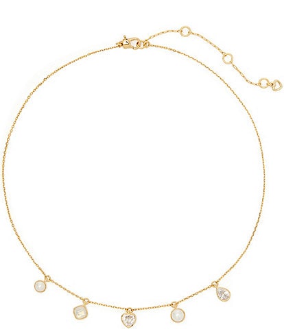 kate spade new york Bubbly Bezel Pearl and Crystal Charm Short Pendant Necklace