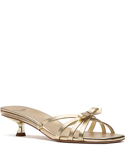 kate spade new york Carolina Metallic Leather Bow Kitten Heel Sandals