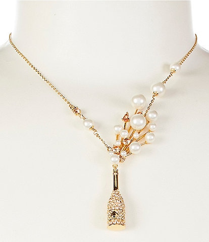 kate spade new york Cheers To That Short Pendant Crystal Pearl Necklace