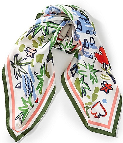 kate spade new york Coastal Scene Woven Silk Square Scarf