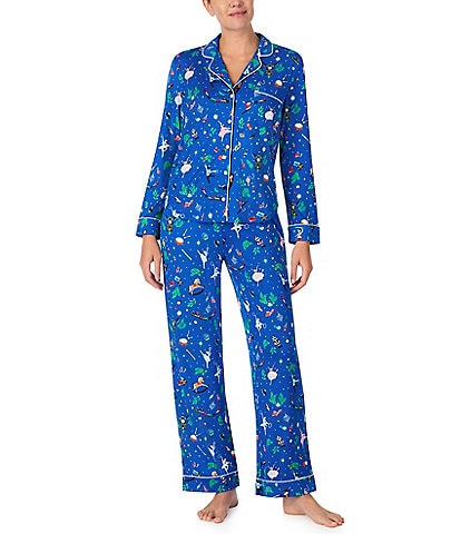 kate spade new york Cozy Jersey Nutcracker Print Long Sleeve Notch Collar Holiday Pajama Set