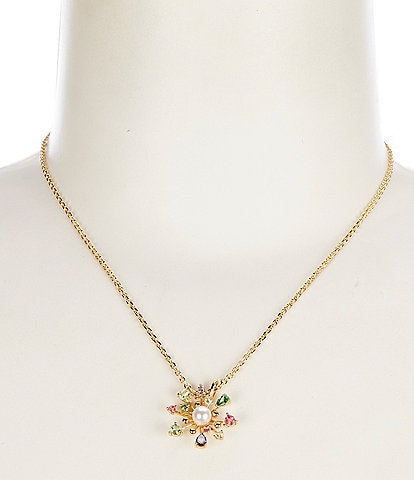 kate spade new york Crystal Pearl Bloom In Color Mini Short Pendant Necklace