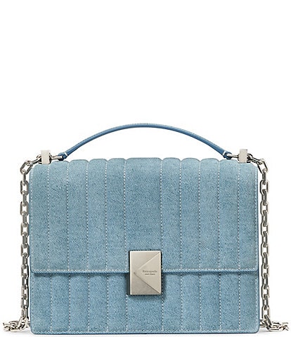 kate spade new york Deco Quilted Denim Suede Chain Convertible Shoulder Bag