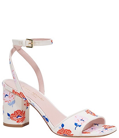 kate spade new york Delphine Floral Embroidered Ankle Strap Sandals