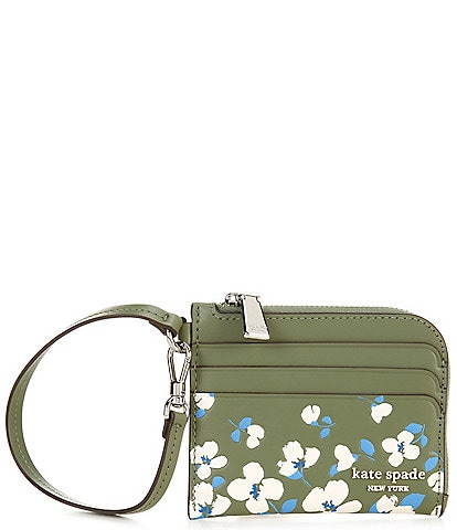 kate spade new york Devin Painterly Bouquet Embossed Leather Coin Card Case Wristlet