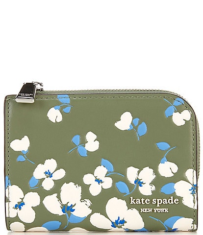 kate spade new york Devin Painterly Bouquet Embossed Leather Small Compact Wallet