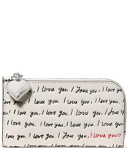 kate spade new york Devin Small 'I Love You' Embossed Script Slim Bifold Wallet