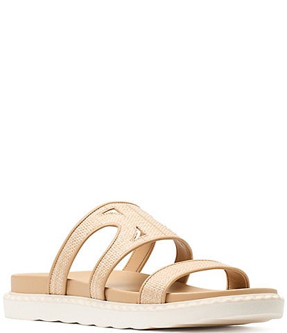 kate spade new york Duo Raffia Logo Sport Slide Sandals