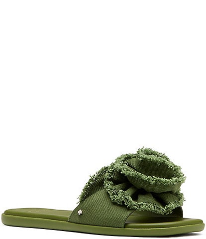 kate spade new york Flourish Canvas Flower Banded Flat Slide Sandals