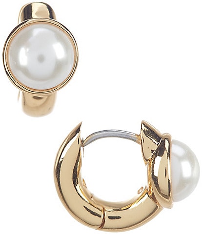 kate spade new york Keep Sparkling Round Pearl Huggie Hoop Earrings