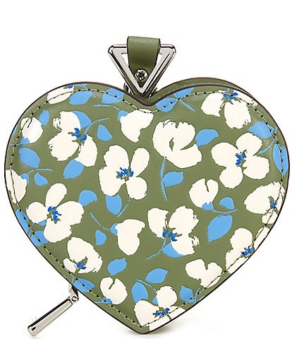 kate spade new york Liv Painterly Bouquet Embossed Leather Heart Coin Purse