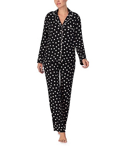 kate spade new york Long Sleeve Notch Collar Dotted Sweater Knit Pajama Set