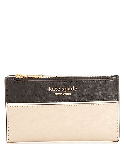 kate spade new york Morgan Color-Blocked Saffiano Leather Small Slim Bifold Wallet