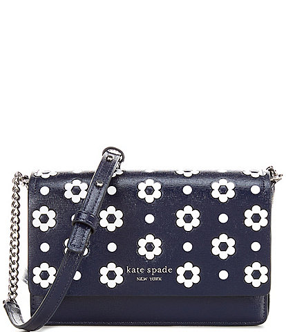 kate spade new york Morgan Daisy Dot Embossed Saffiano Leather Flap Chain Crossbody Bag