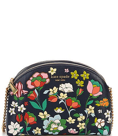 kate spade new york Morgan Flower Bed Embossed Saffiano Leather Double Zip Dome Crossbody Bag