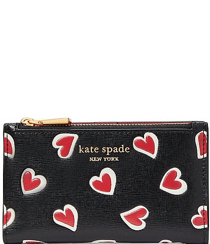 kate spade new york Morgan Stencil Hearts Embossed Printed Leather Small Bifold Wallet