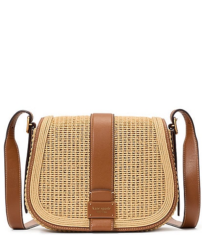 kate spade new york Nouveau Straw Medium Saddle Crossbody Bag