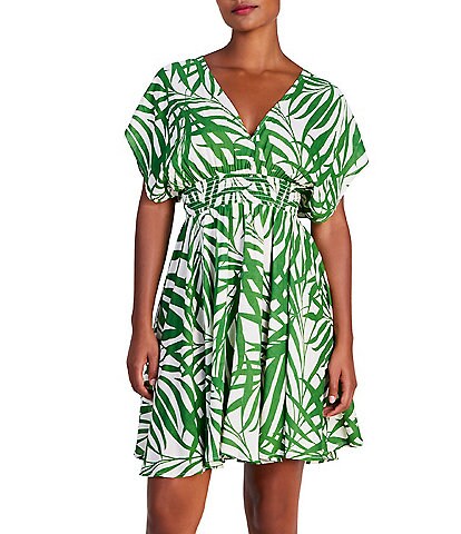 kate spade new york Palm Fronds Open Back Cover-Up Dress