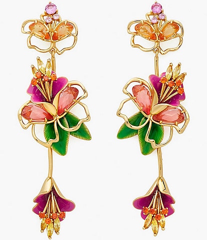 kate spade new york Paradise Floral Rhinestone Statement Linear Earrings