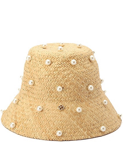 kate spade new york Pearl Embellished Straw Cloche Bucket Hat