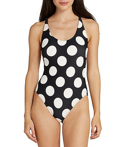 kate spade new york Polka Dot Lace Back One Piece Swimsuit