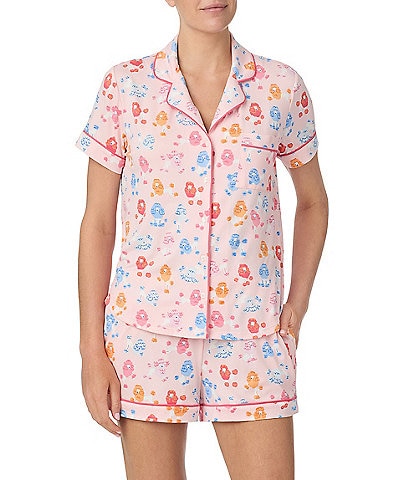 kate spade new york Poodle Print Short Sleeve Notch Collar Knit Shorty Pajama Set