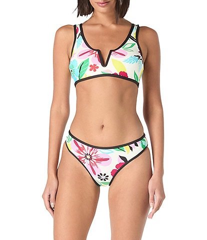 kate spade new york Safari Floral V-Wire Neck Crop Swim Top & High Cut Classic Swim Bottom