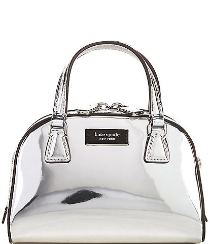 kate spade new york Sam Icon Silver Metallic Leather Mini Duffle Satchel Bag