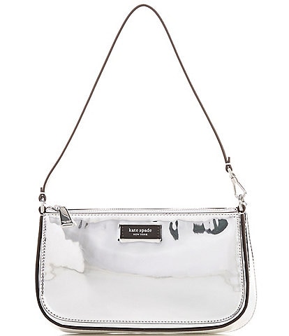 kate spade new york Sam Icon Silver Metallic Leather Mini Pouchette Shoulder Bag