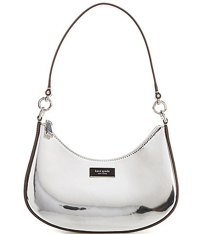 kate spade new york Sam Icon Silver Metallic Leather Small Convertible Crossbody Shoulder Bag