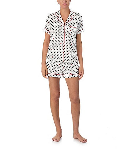 kate spade new york Short Sleeve Notch Collar Ladybug Dot Cozy Jersey Pajama Set