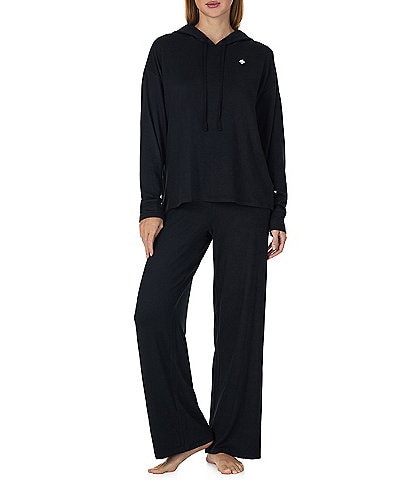 kate spade new york Solid Long Sleeve Round Neck Brushed Jersey Knit Pant Pajama Set