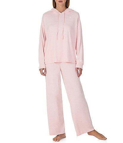 kate spade new york Solid Long Sleeve Round Neck Brushed Jersey Knit Pant Pajama Set