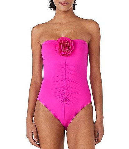 kate spade new york Solid Sweetheart Rosette One Piece Swimsuit