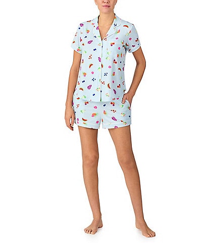 kate spade new york Summer Fruit Print  Short Sleeve Notch Collar Knit Shorty Pajama Set