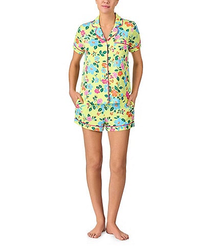 kate spade new york Sunshine Blooms Print Short Sleeve Notch Collar Knit Shorty Pajama Set
