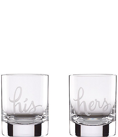 kate spade new york Two Of A Kind His & Hers Wedding Double Old-Fashioned Glass Pair