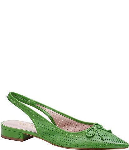 kate spade new york Veronica Perforated Leather Bow Slingback Flats