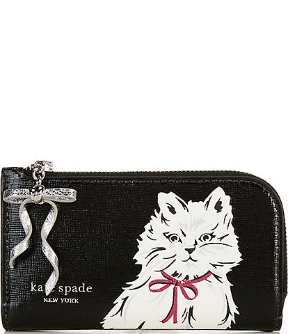 kate spade new york Whiskers Saffiano Leather Small Slim Bifold Wallet