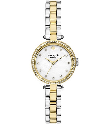 kate spade new york Women's Holland Crystal Embellished Three Hand Two Stainless Steel Bracelet Watch