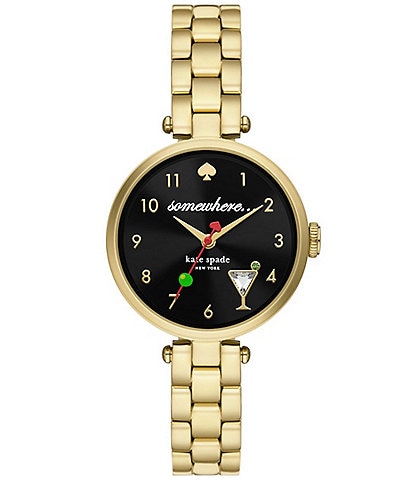kate spade new york Women's Holland Three-Hand Gold-Tone Stainless Steel Bracelet Watch