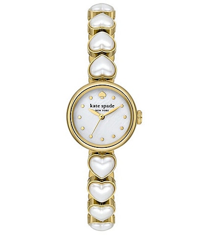 kate spade new york Women's Monroe Heart Quartz Analog Stainless Steel Pearl Bracelet Watch