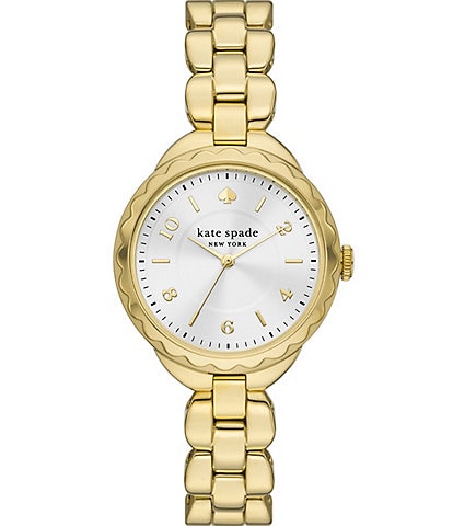kate spade new york Women's Morningside Three-Hand Gold Stainless Steel Bracelet Watch