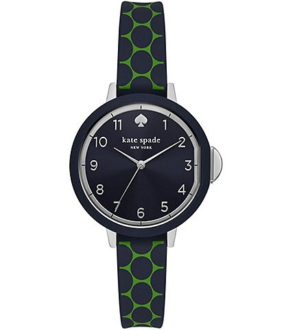 kate spade new york Women's Park Row Analog Blue and Green Silicone Strap Watch