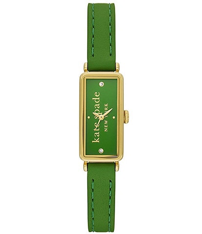 kate spade new york Women's Slim Rosedale Analog Green Leather Strap Watch
