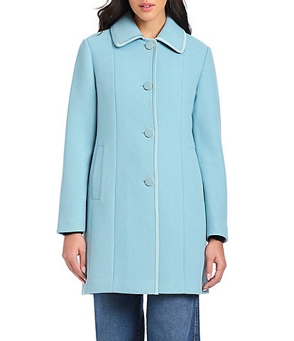 kate spade new york Wool Blend Point Collar Long Sleeve Single Breasted Coat