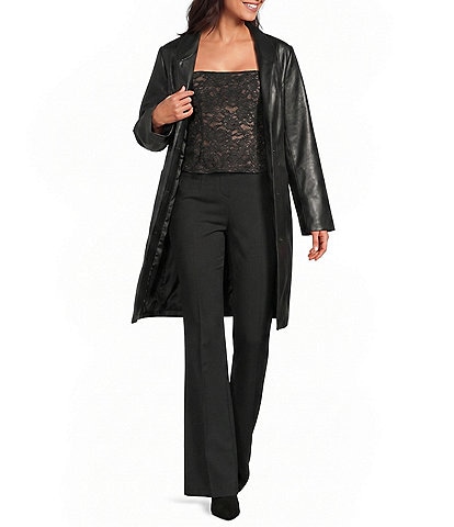 Katherine Kelly Genuine Lamb Leather Tulip Collar Snap Front Coat