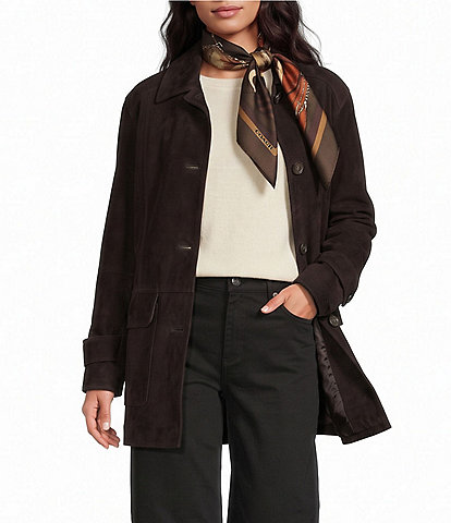 Katherine Kelly Genuine Leather Suede Classic Barn Coat