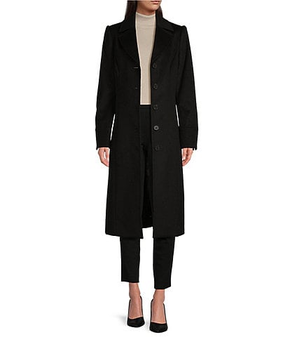 Katherine Kelly Pure Cashmere Notch Collar Button Front Maxi Coat